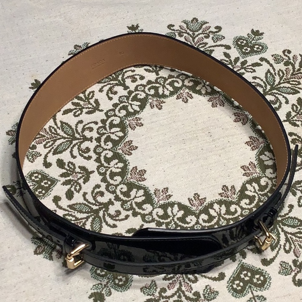 Women’s Patent Leather Black Belt Size 95